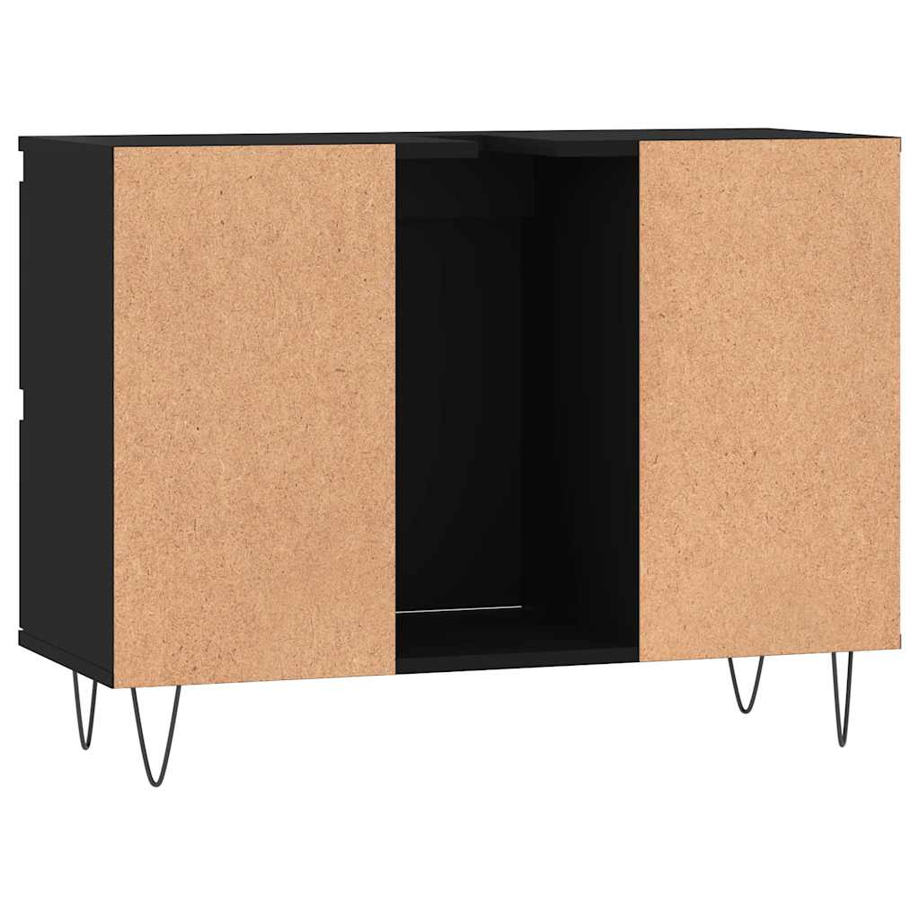 vidaXL fekete szerelt fa mosdószekrény 80 x 33 x 60 cm - Image 7