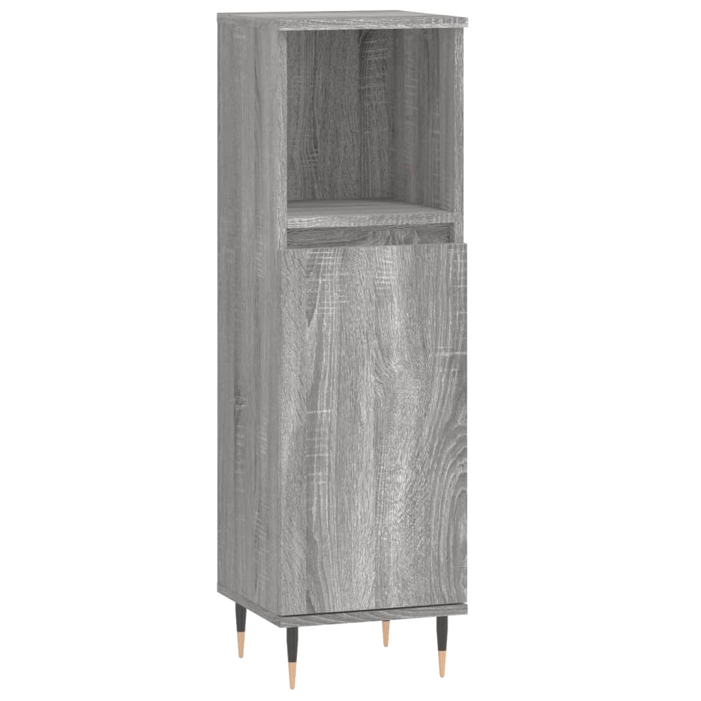vidaXL 3 részes szürke sonoma színű szerelt fa fürdőszobai bútorszett - Image 7