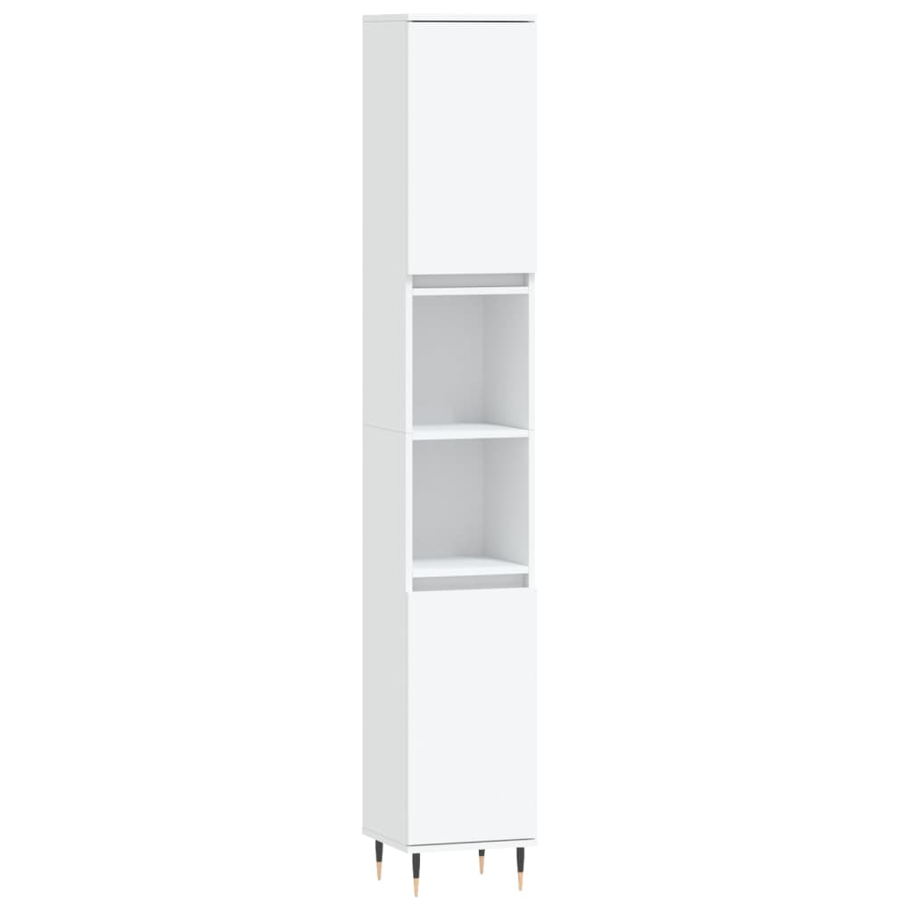 vidaXL 3 részes fehér szerelt fa fürdőszobai bútorszett - Image 5