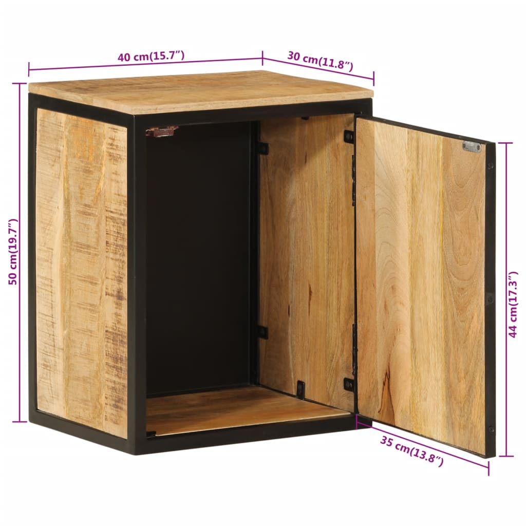 vidaXL tömör mangófa és vas fürdőszobai szekrény 40 x 30 x 50 cm - Image 9