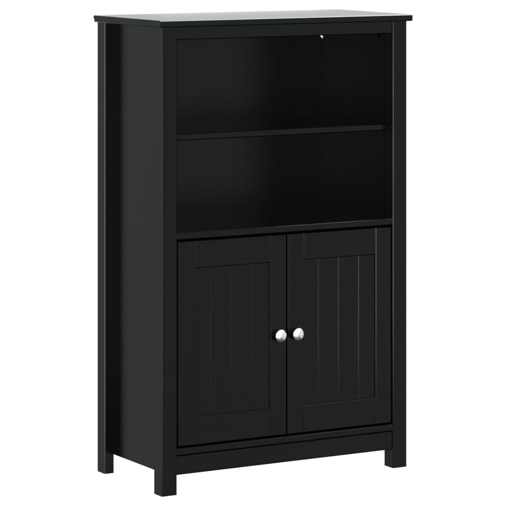vidaXL BERG fekete tömör fenyőfa fürdőszobaszekrény 69,5 x 34 x 110 cm - Image 2