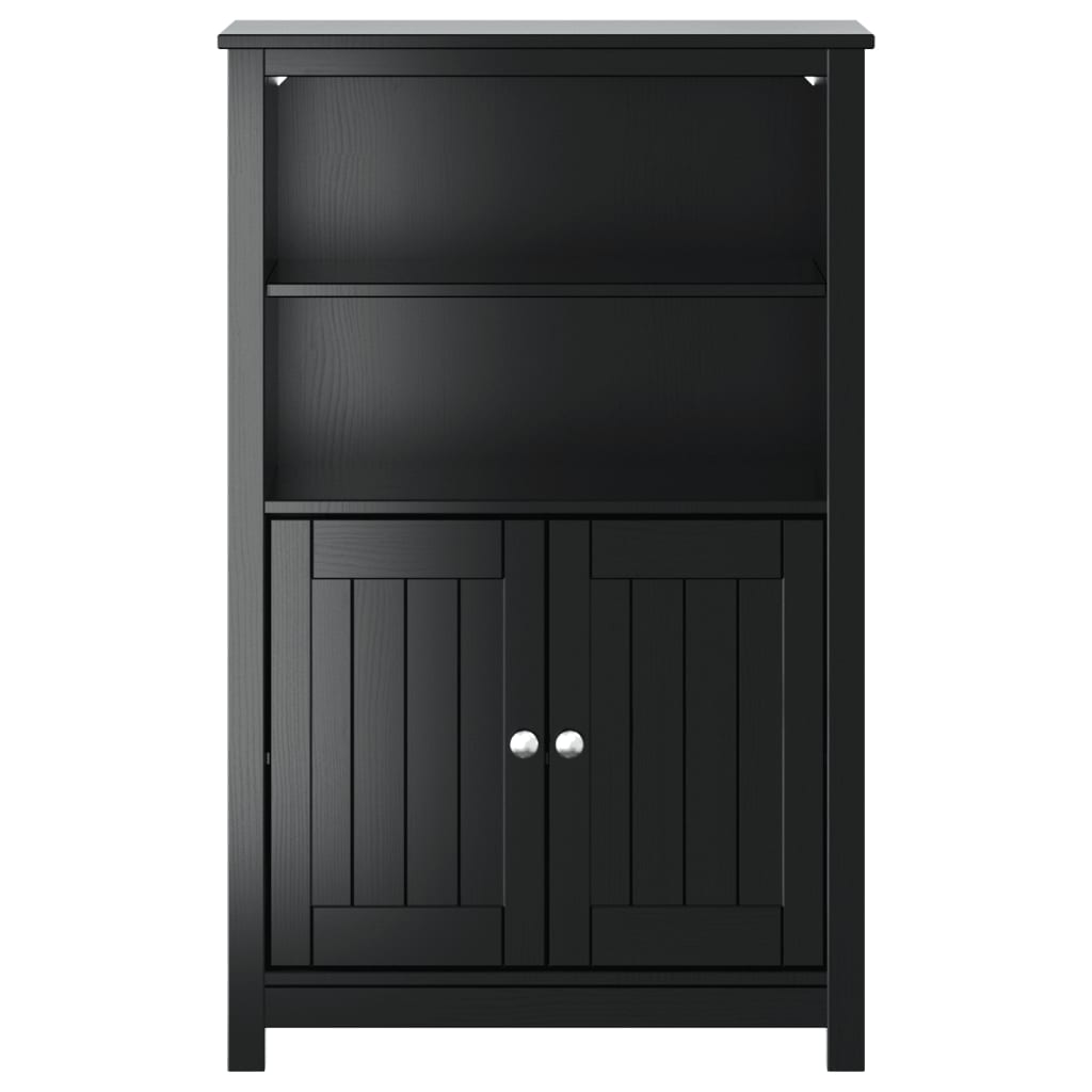 vidaXL BERG fekete tömör fenyőfa fürdőszobaszekrény 69,5 x 34 x 110 cm - Image 3