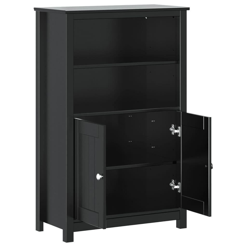 vidaXL BERG fekete tömör fenyőfa fürdőszobaszekrény 69,5 x 34 x 110 cm - Image 4