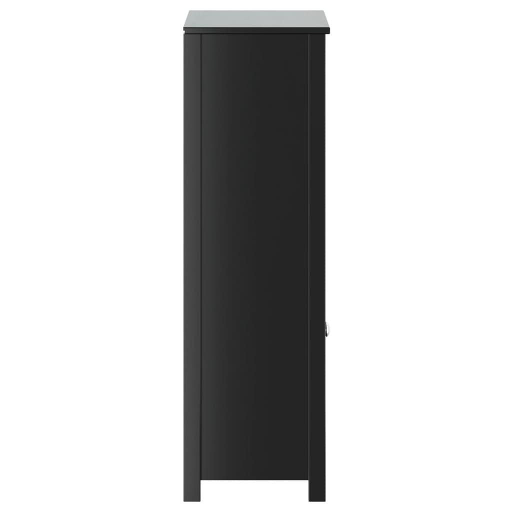 vidaXL BERG fekete tömör fenyőfa fürdőszobaszekrény 69,5 x 34 x 110 cm - Image 5