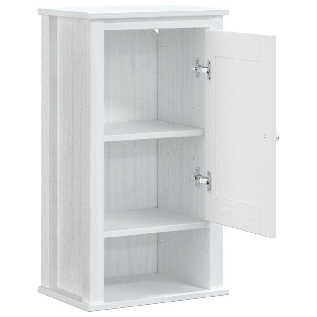 vidaXL BERG fehér tömör fenyőfa fürdőszobai faliszekrény 40x27x71,5 cm - Image 5