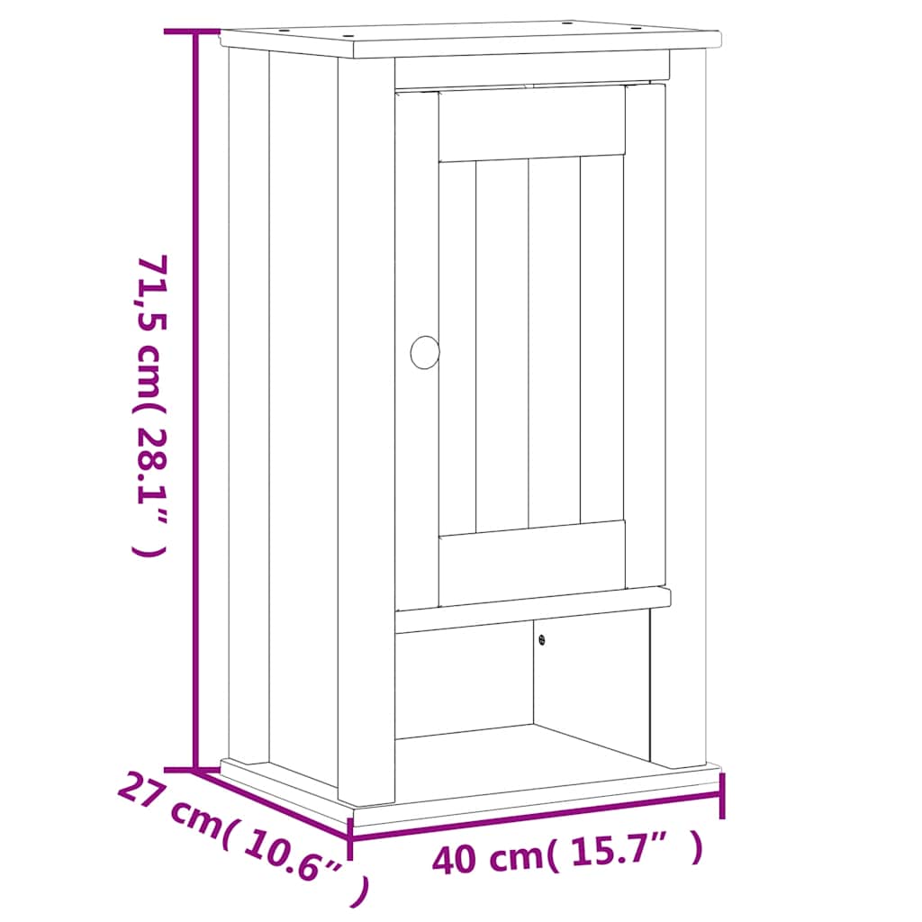 vidaXL BERG fehér tömör fenyőfa fürdőszobai faliszekrény 40x27x71,5 cm - Image 9