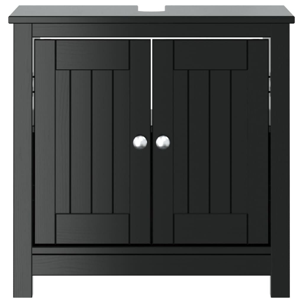 vidaXL BERG fekete tömör fenyőfa fürdőszobaszekrény 60x34x59 cm - Image 3