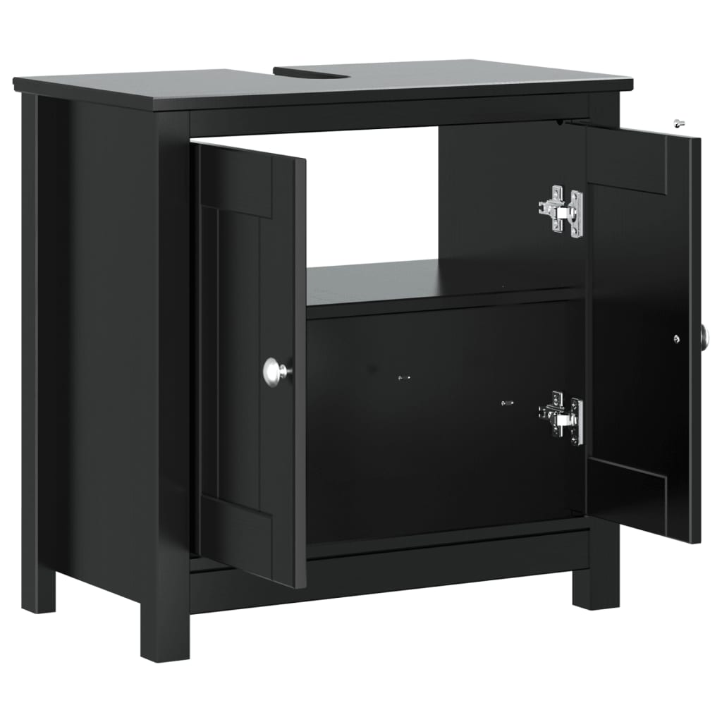 vidaXL BERG fekete tömör fenyőfa fürdőszobaszekrény 60x34x59 cm - Image 4