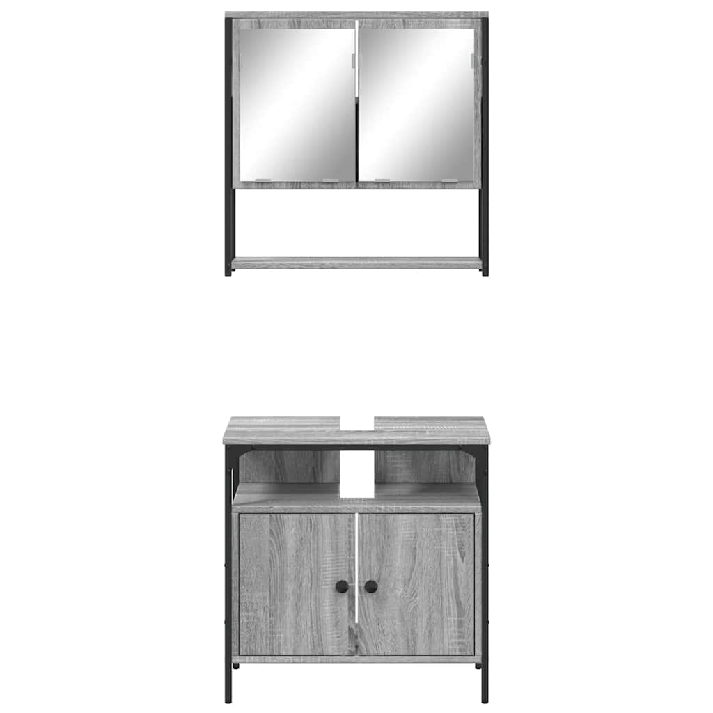 vidaXL 2 részes szürke sonoma színű szerelt fa fürdőszobai bútorszett - Image 5