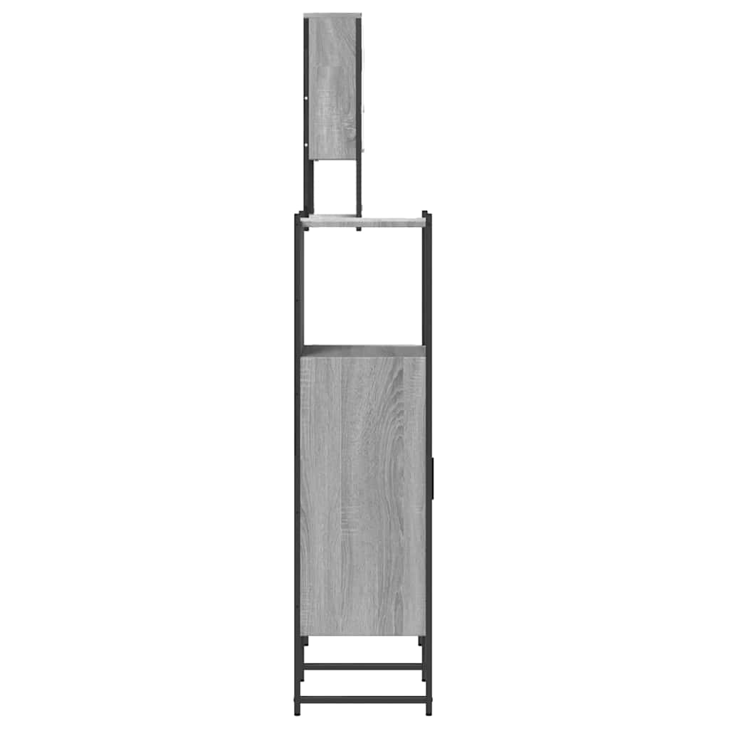 vidaXL 3 részes szürke sonoma színű szerelt fa fürdőszobai bútorszett - Image 7