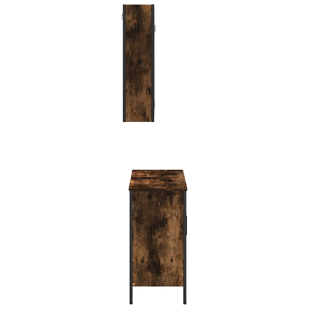 vidaXL 2 részes füstös tölgy színű szerelt fa fürdőszobai bútorszett - Image 7