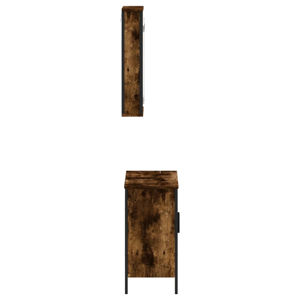 vidaXL 2 részes füstös tölgy színű szerelt fa fürdőszobai bútorszett - Image 7