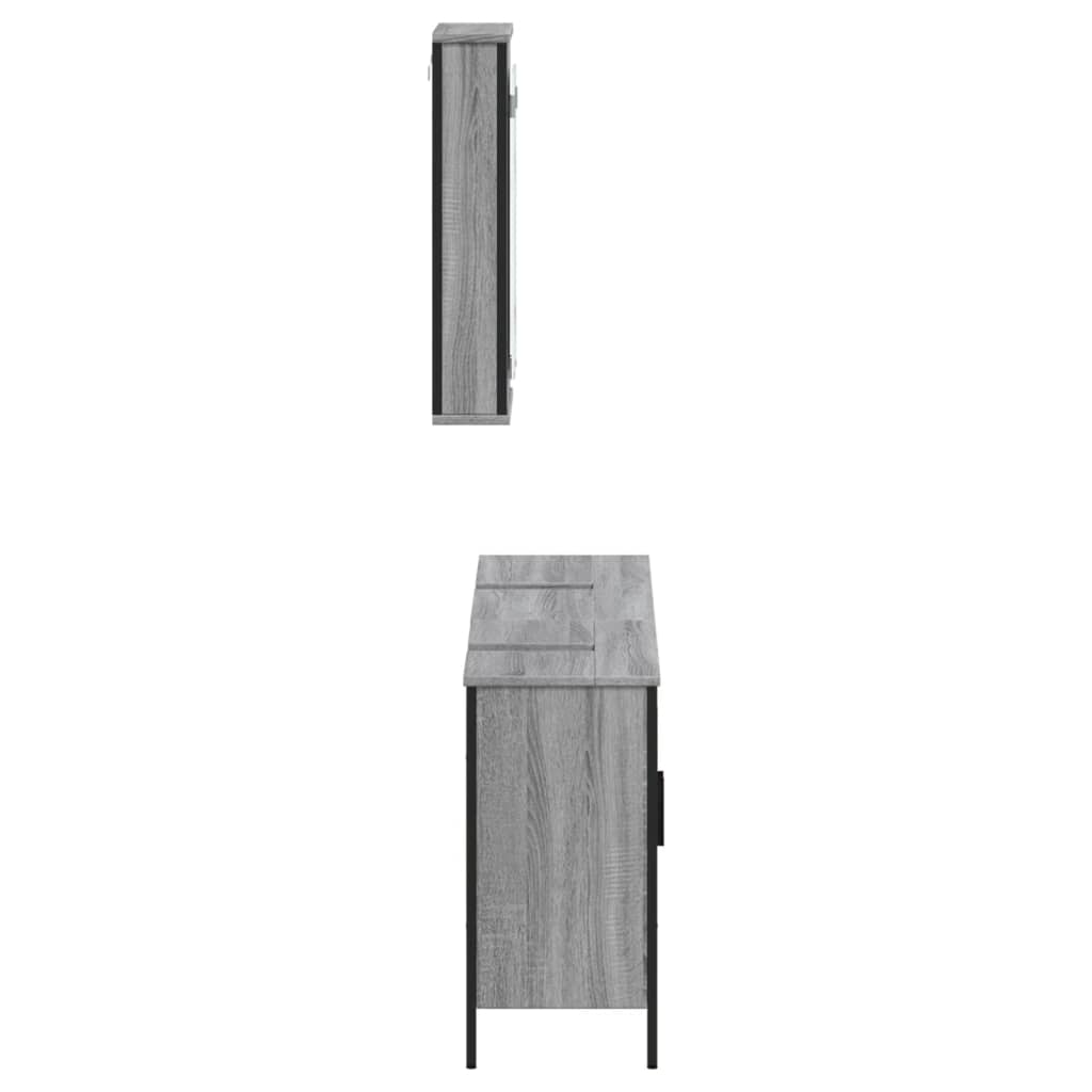 vidaXL 3 részes szürke sonoma színű szerelt fa fürdőszobai bútorszett - Image 7