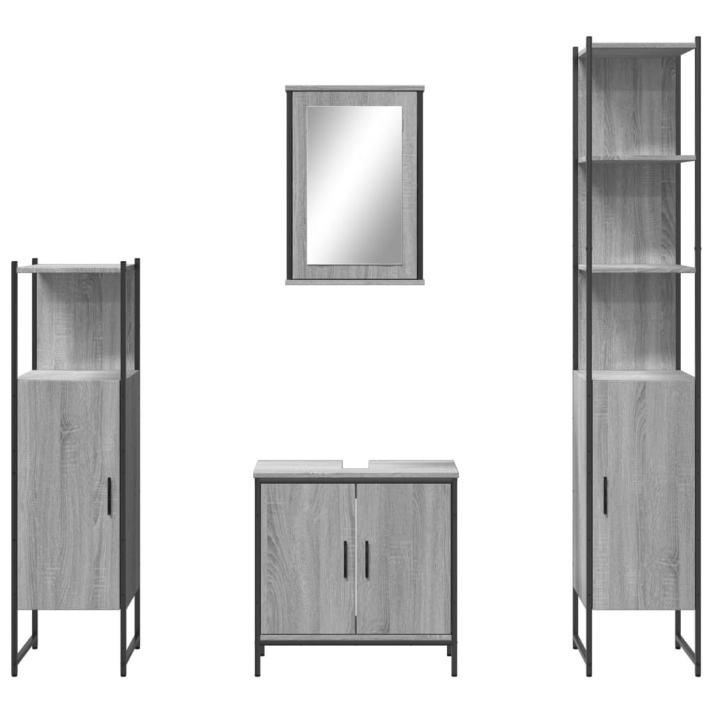 vidaXL 4 részes szürke sonoma színű szerelt fa fürdőszobai bútorszett - Image 5