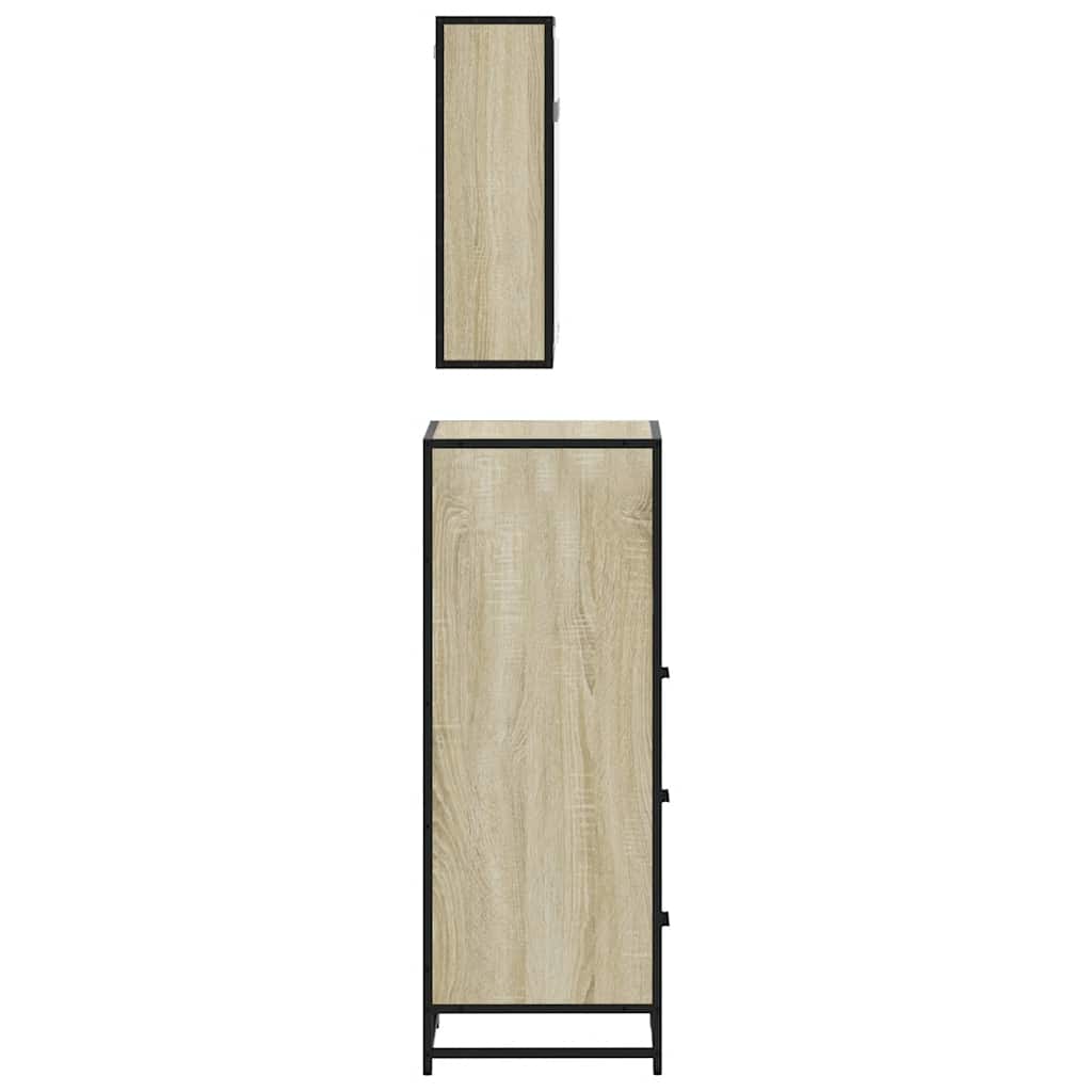 vidaXL 3 részes sonoma tölgyszínű szerelt fa fürdőszobai bútorszett - Image 7