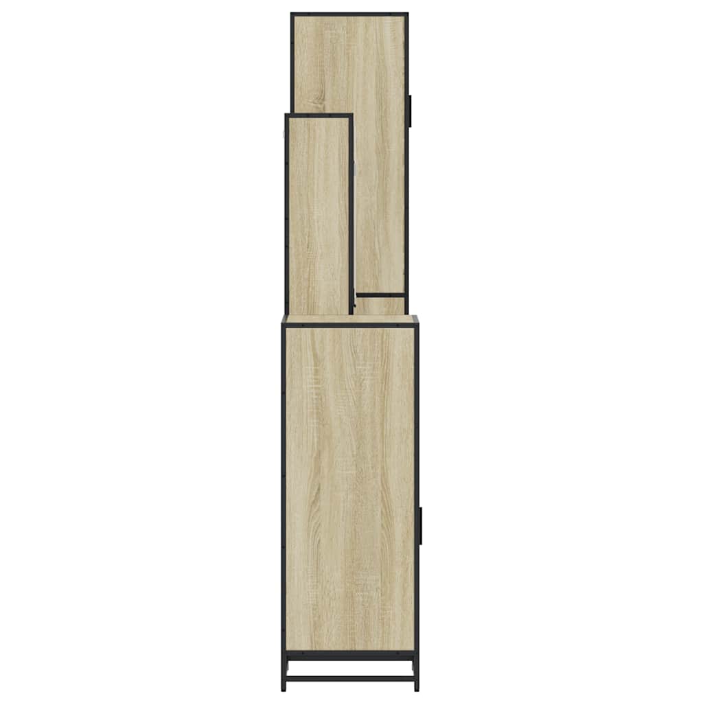 vidaXL 4 részes sonoma tölgyszínű szerelt fa fürdőszobai bútorszett - Image 7