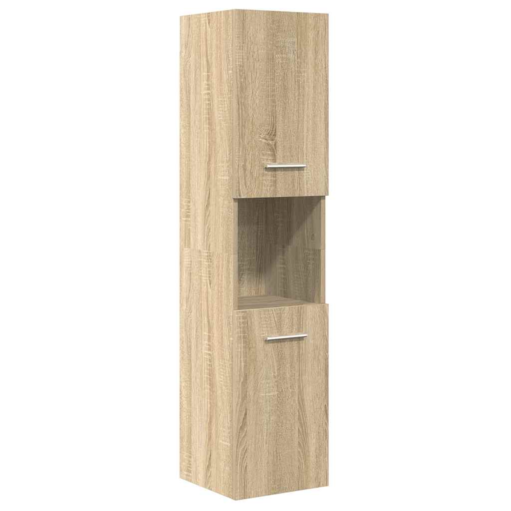 vidaXL 4 részes sonoma tölgyszínű szerelt fa fürdőszobai bútorszett - Image 5