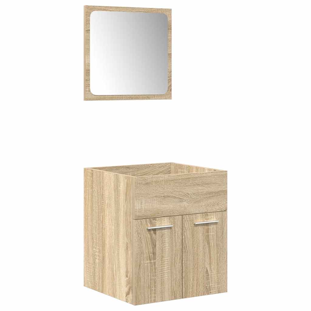vidaXL 4 részes sonoma tölgyszínű szerelt fa fürdőszobai bútorszett - Image 6