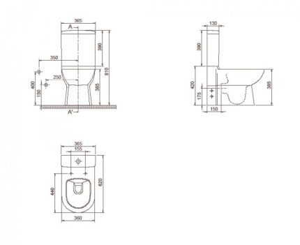CeraStyle BELLA monoblokk WC - WC tartály - öblítőszelep