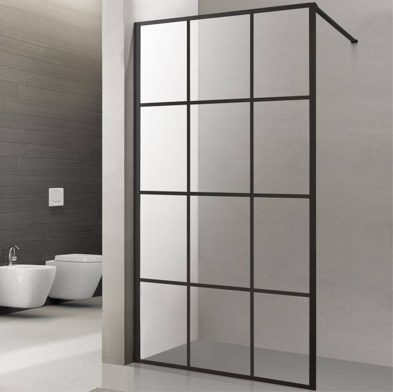 Viva AQUA Max WALK IN Zuhanyfal - FEKETE mintás - FEKETE profil - 8 mm NANO üveg - 90 x 200 cm - Image 2