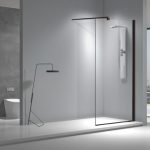 Viva AQUA Max WALK IN Zuhanyfal - FEKETE profil - 8 mm vízlepergető víztiszta üveg - 90 x 200 cm