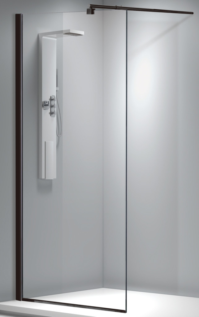 Viva AQUA Max WALK IN Zuhanyfal - FEKETE profil - 8 mm vízlepergető víztiszta üveg - 90 x 200 cm - Image 2