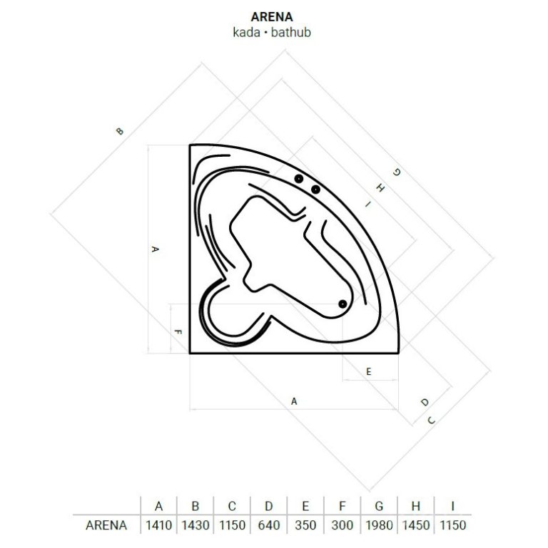 Favorit ARENA szaniter akril sarokkád - előlappal - állvánnyal - 140 x 140 cm - Image 4
