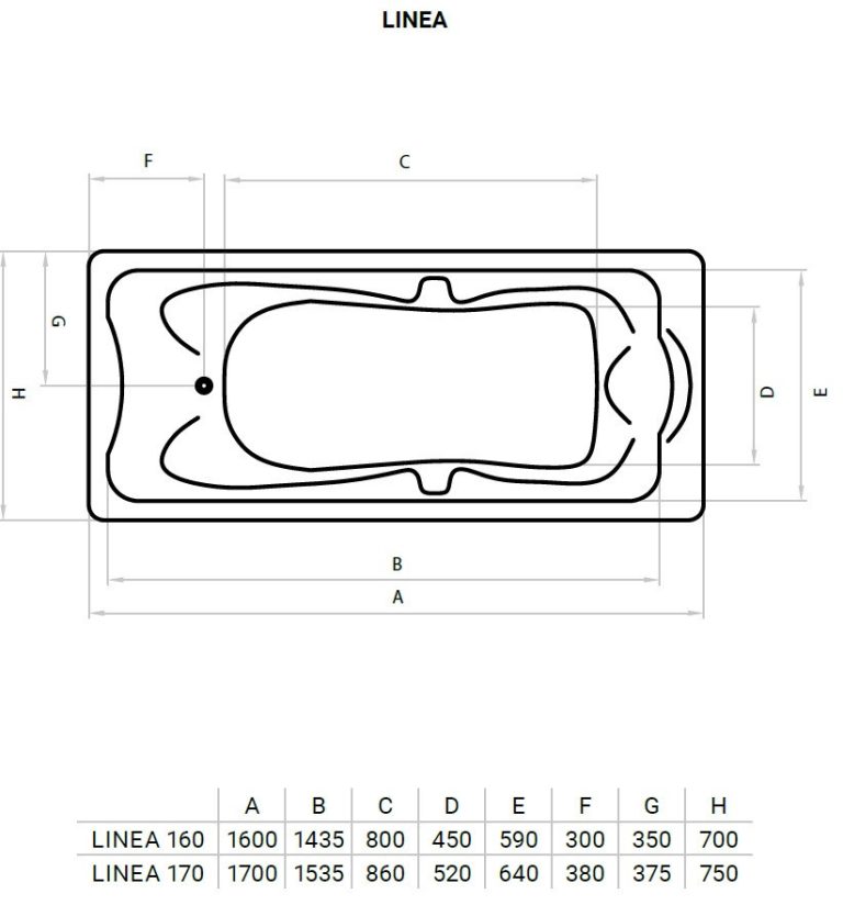 Favorit LINEA szaniter akril kád - előlappal - oldallappal- állvánnyal - 160 x 70 cm - Image 5