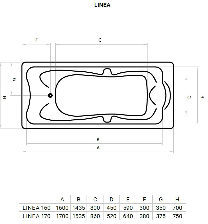 Favorit LINEA szaniter akril kád - előlappal - oldallappal- állvánnyal - 160 x 70 cm - Image 5