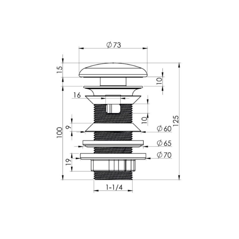 Klikk - klakk leeresztő - MATT BÉZS - túlfolyós mosdókagylóhoz - 5/4" - Ø 73 mm - Image 6