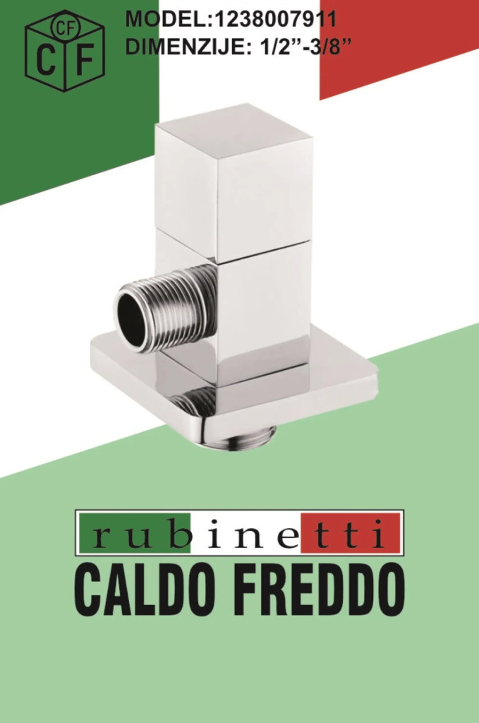 Caldo Freddo QUADRO - sarokszelep - KRÓM - porcelánbetétes - 1/2 " - 3/8"