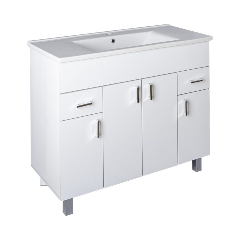 VivaStyle EKONOMIK PLUS 100 lábon álló fürdőszobabútor Sanovit SOFT 13100 mosdóval - 100 x 45,5 cm - Image 2