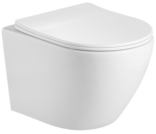 Eros ES OVAL fali WC - perem nélküli - WC ülőkével - VORTEX örvényöblítéssel - 53,5 cm