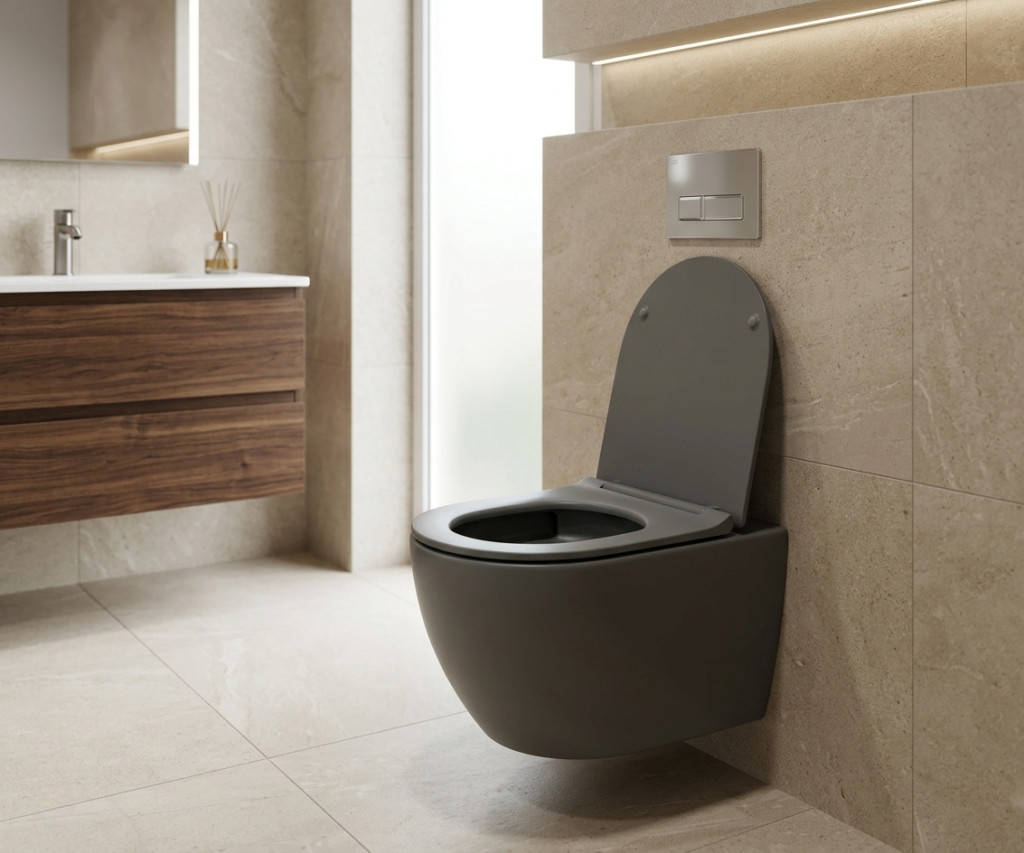 Eros ES BELLA SLIM fali WC - MATT SZÜRKE - WC ülőkével - VORTEX örvényöblítéssel - 49 cm - Image 5