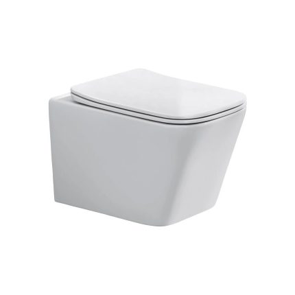 Eros ES QUADRO fali wc - ülőkével komplett - perem nélküli öblítés - 49,5 cm