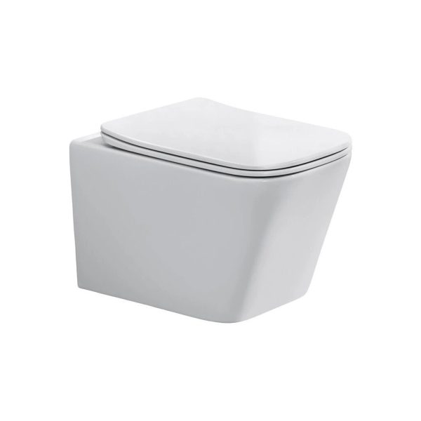 Eros ES QUADRO fali wc - ülőkével komplett - perem nélküli öblítés - 49,5 cm