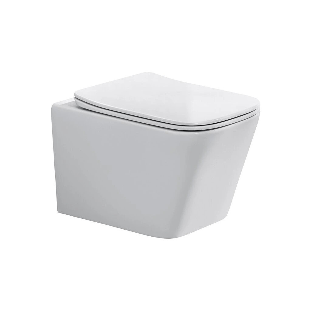 Eros ES QUADRO fali wc - ülőkével komplett - perem nélküli öblítés - 49,5 cm