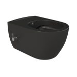CeraStyle CITY fali WC - MATT FEKETE - BEÉPÍTETT bidé funkcióval - perem nélküli - 53 cm