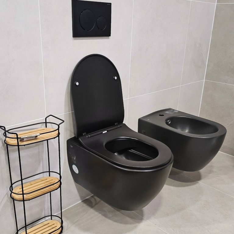 CeraStyle CITY fali WC - MATT FEKETE - BEÉPÍTETT bidé funkcióval - perem nélküli - 53 cm - Image 6