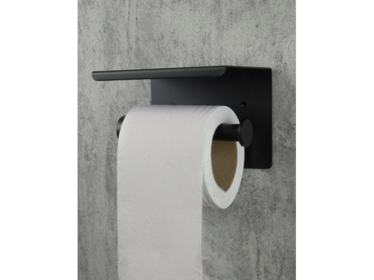 Round wc papír tartó polccal, fekete - Image 3