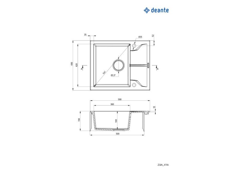 Andante gránit mosogató fémszürke 1 medence+rövid csepegtető - Image 2