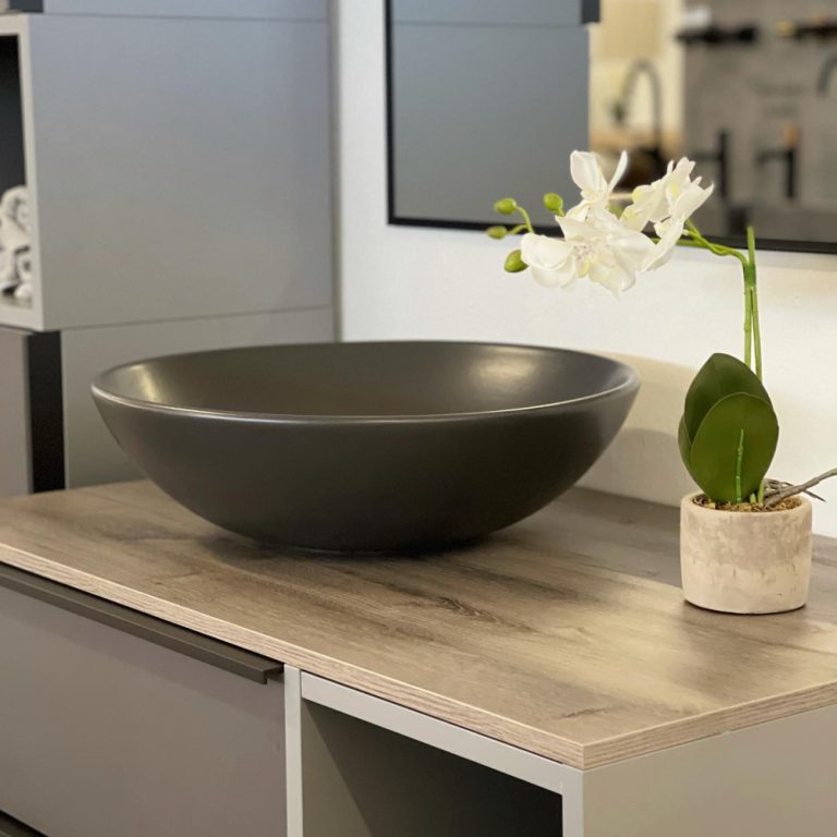CeraStyle ZERO - PULTRA ültethető - Top Counter - porcelán mosdó - O - MATT FEKETE - Ø 46 cm - Image 3