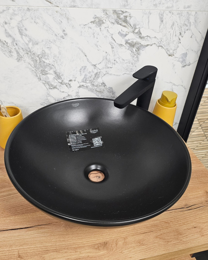 CeraStyle ZERO - PULTRA ültethető - Top Counter - porcelán mosdó - O - MATT FEKETE - Ø 46 cm - Image 6