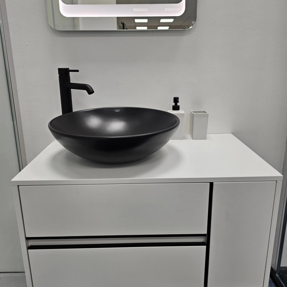 CeraStyle ZERO - PULTRA ültethető - Top Counter - porcelán mosdó - O - MATT FEKETE - Ø 46 cm - Image 8