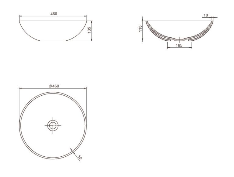 CeraStyle ZERO - PULTRA ültethető - Top Counter - porcelán mosdó - O - MATT FEKETE - Ø 46 cm - Image 9