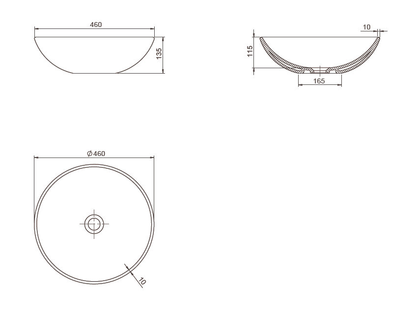 CeraStyle ZERO - PULTRA ültethető - Top Counter - porcelán mosdó - O - MATT FEKETE - Ø 46 cm - Image 9