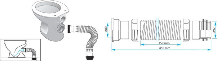 TEXO flexibilis WC bekötőcső Ø 110 x 0,35 m