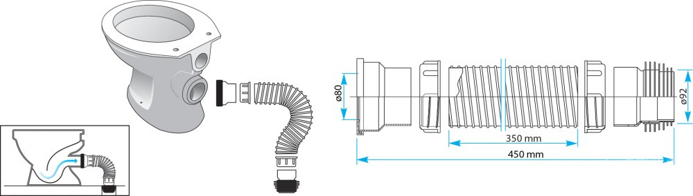 TEXO flexibilis WC bekötőcső Ø 110 x 0,35 m - Image 3