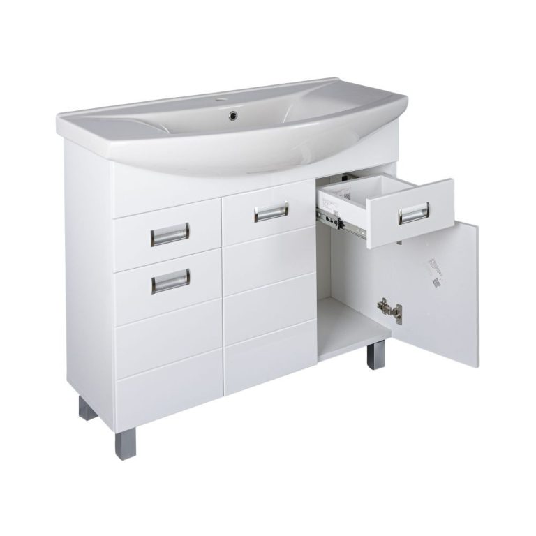 Viva SZQUARE 100 lábon álló fürdőszobabútor Sanovit ZENON 6095 porcelán mosdóval 97 x 51 cm - Image 4