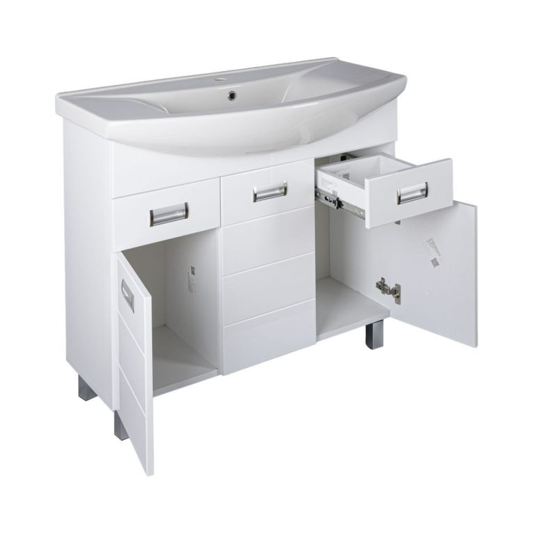 Viva SZQUARE 100 lábon álló fürdőszobabútor Sanovit ZENON 6095 porcelán mosdóval 97 x 51 cm - Image 5